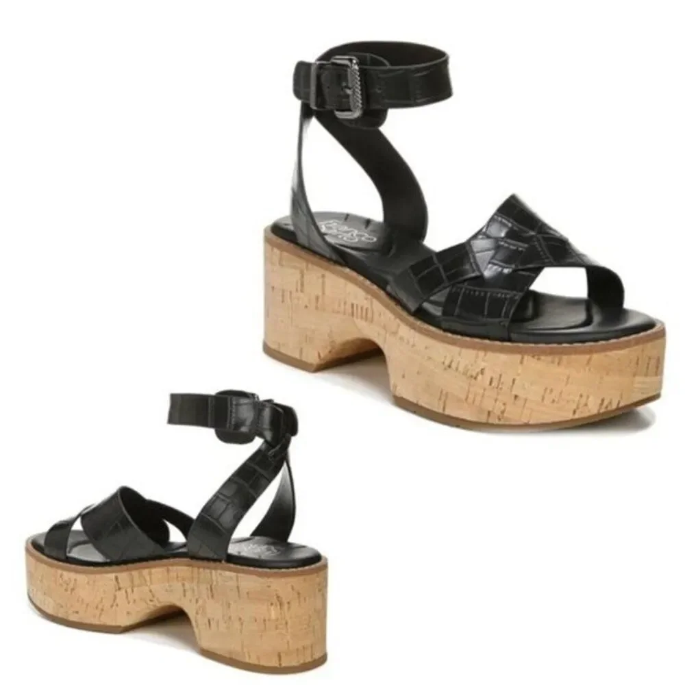 Franco Sarto Sabello Croc Embossed Platform Sandals Size 7